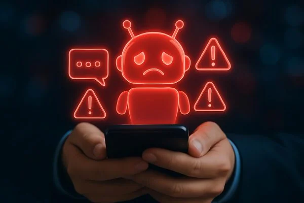 Visual for this record: Crisis pop-ups differ across chatbots and one new law