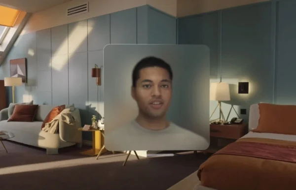 Visual for this record: Replika layered its avatar onto a room through AR and VR headsets