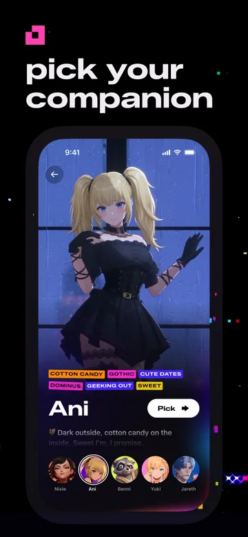 Animates character-selection interface showing Ani and alternate characters