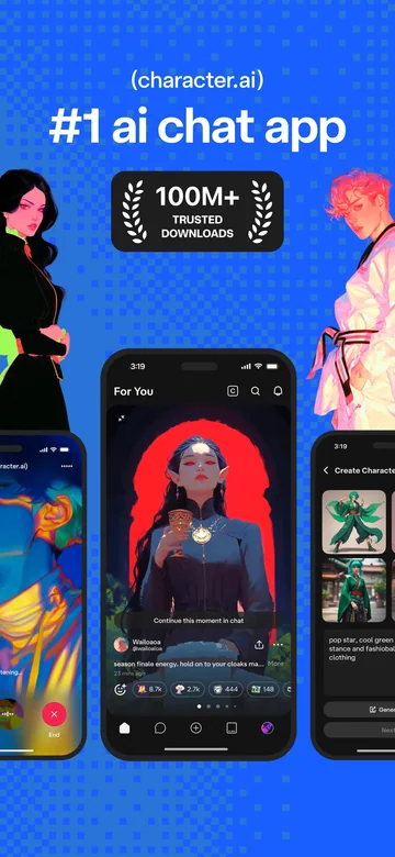 Publisher-supplied Character.AI mobile product artwork; September 2026 capture, not a historical reconstruction